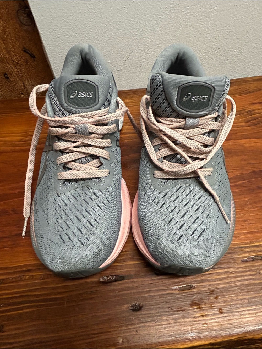 ASICS Women's Gray and Pink Athletic Running Shoes